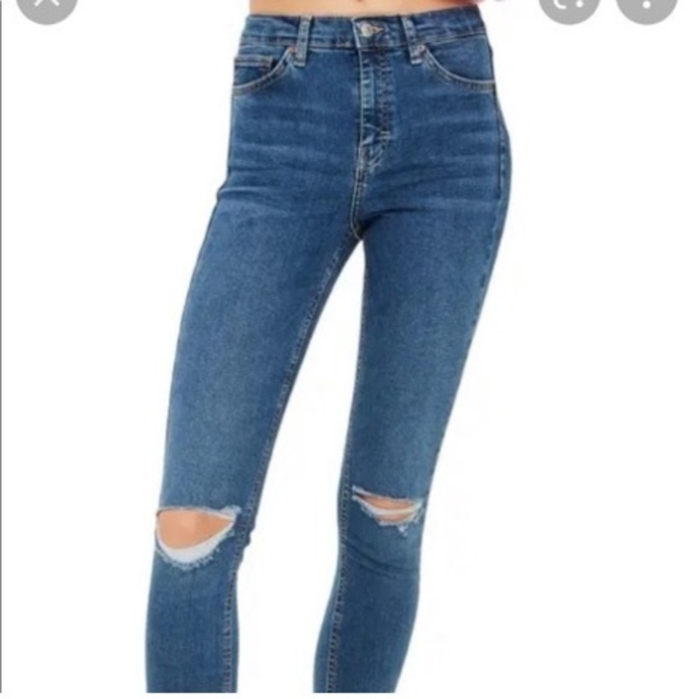 Top Shop Jamie Jeans 26X30 Distressed‎ medium wash